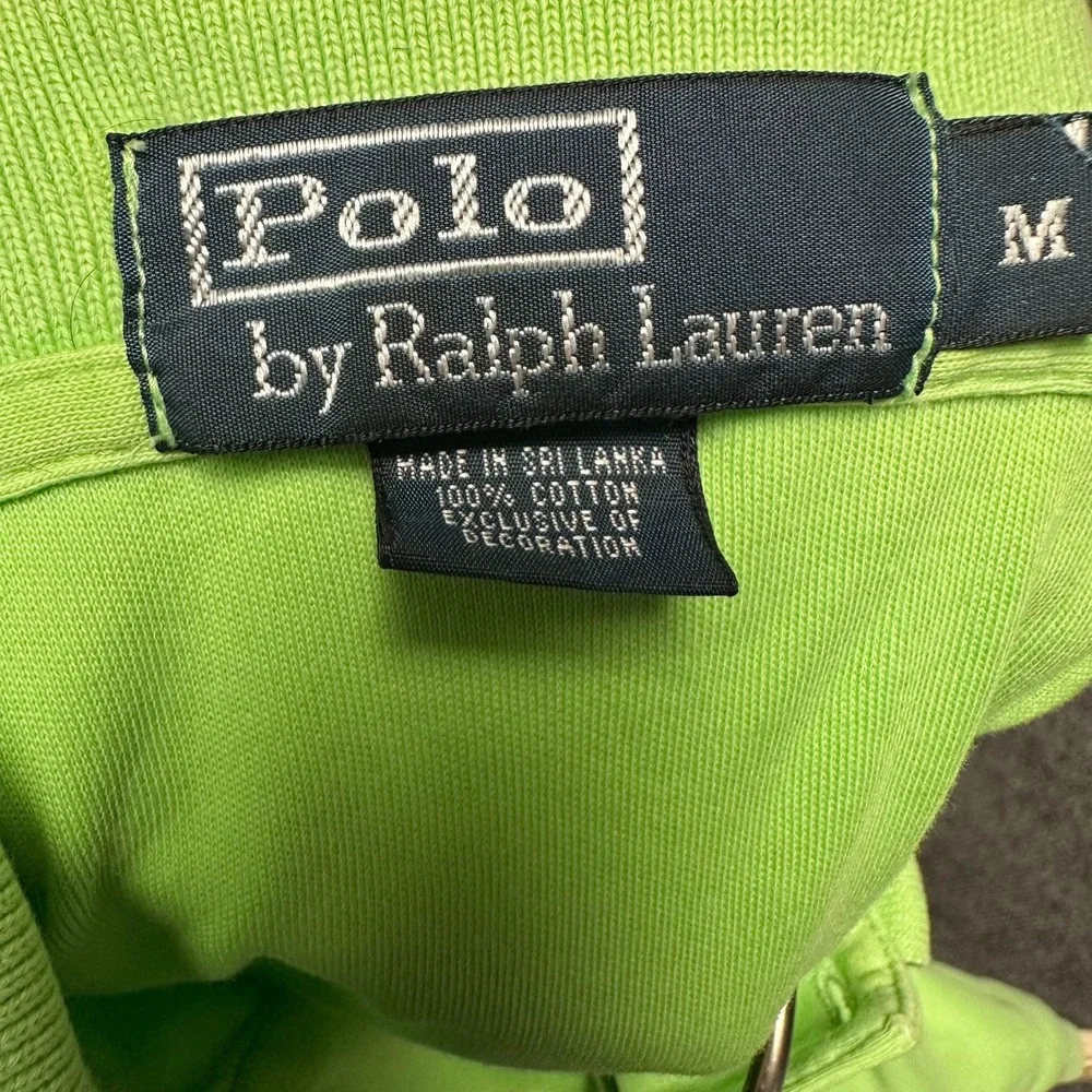 Polo Ralph Lauren Mens Lime Green Short Sleeve Cotton Polo Shirt Orange Pony M